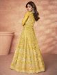Great Yellow Diamond Net Party Wear Anarkali Gown