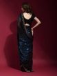 Glowing Black Georgette Blue Modern Sequins Work Long Event Wear Saree