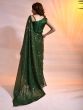 Gorgeous Green Georgette Sequins Work Night Sangeet Function Wear Saree