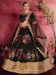 Black Floral Printed Banglori Silk Bridal Lehenga Choli With Dupatta