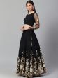 Black & White Solid Semi-Stitched Myntra Lehenga & Unstitched Blouse with Dupatta