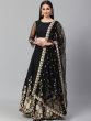 Black & White Solid Semi-Stitched Myntra Lehenga & Unstitched Blouse with Dupatta