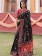 Stunning Black Kachhi Embroidery Silk Festival Panetar Saree With Blouse
