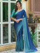 Marvelous Blue Satin Plain Saree Party Wear With Sequins Blouse