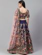 Navy Blue & Pink Embroidered Semi-Stitched Myntra Lehenga & Unstitched Blouse with Dupatta