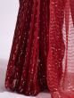 Attractive Red Georgette Sequins Work Night Wedding Wear Saree With Choli