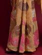 Awesome Mustard Yellow Georgette Resham Work Kitty Party Wear Saree With Silk Choli