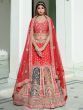 Stunning Red Dori Embroidery Silk Bridal Lehenga Choli