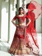 Dazzling Red Dori Embroidery Velvet Bridal Lehenga Choli