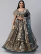 Green & Golden Embellished Semi-Stitched Myntra Lehenga & Unstitched Blouse with Dupatta