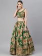 Green & Peach-Coloured Embellished Sequinned Semi-Stitched Myntra Lehenga & Unstitched Blouse