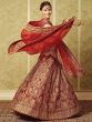 Alia Bhatt Red Heavy Embroidered Velvet Bridal Lehenga Choli