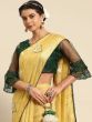 Captivating Yellow Gota Patti Work Poly Cotton Event Wear Saree
