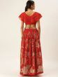 Red & Green Floral Print & Sequin Ready To Wear Myntra Lehenga & Blouse