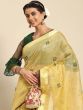 Gorgeous Yellow Sequins Embroidered Poly Cotton Saree With Blouse