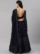 Navy Blue Embroidered Semi-Stitched Myntra Lehenga & Blouse with Dupatta
