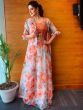 Zareen Khan White Floral Organza IndoWestern Lehenga Choli With Jacket