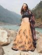 Peach Embroidered Net Party Wear Lehenga Choli With Floral Dupatta