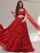 Red Fully Sequins Net Party Wear Lehenga Choli