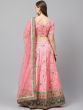 PPink & Green Embroidered Semi-Stitched Myntra Lehenga & Unstitched Blouse with Dupatta