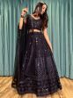 Attractive Black Sequins Net Reception Wear Lehenga Choli With Dupatta