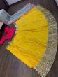 Yellow Foil Mirror Work Taffeta Silk Party Wear Lehenga Choli With Pastel Blue Dupatta (Default)