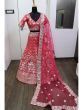 Coral Red Foil Work Banglory Silk Wedding Wear Lehenga Choli