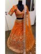 Orange Foil Mirror Work Banglory Silk Wedding Wear Lehenga Choli