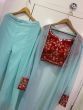 Sky Blue Embroidered Georgette Indo-Western Palazzo Top With Jacket
