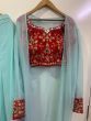 Sky Blue Embroidered Georgette Indo-Western Palazzo Top With Jacket