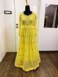 Kajol Readymade Yellow Embroidery Georgette Party Wear Gown With White Dupatta (Default)