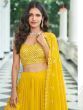 Opulent Yellow Sequined Georgette Party Wear  Lehenga Choli with Shrug