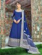 Blue Embroidered Art Silk Festive Wear Gown With Dupatta (Default)