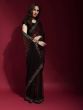 Splashy Black Georgette Trendy Red Sequins Work Diwali Function Wear Saree