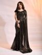 Engaging Black Georgette Sequins Night Party Celebration Wear Saree
