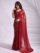 Attractive Red Georgette Sequins Work Night Wedding Wear Saree With Choli