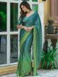 Abundant Teal Blue And Green Satin Saree With Embroidery Blouse