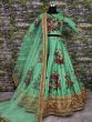 Green Floral Digital Printed Art Silk Bridal Lehenga Choli