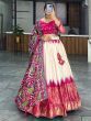 Pretty Off-White & Pink Patola Printed Silk Navratri Wear Lehenga Choli