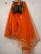 Orange Zari Embroidery Net Party Wear Crop Top Lehenga With Orange Dupatta (Default)