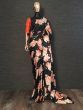 Black Floral Digital Printed Satin Casual Wear Saree 