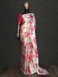 White Floral Digital Printed Party Wear Saree With Pink Blouse