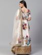 Off-White & Red Printed Semi-Stitched Myntra Lehenga & Unstitched Blouse with Dupatta