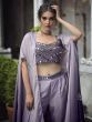 Ravishing Purple Embroidered Chinon Party Wear Palazzo Top With Shrug
