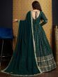Marvelous Green Foil Work Georgette Festival Wear Gown With Dupatta