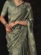 Enchanting Sage Green Swarovski Work Silk Festival Wear Saree