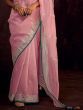 Incredible Light Pink Banglory Silk Party Wear Saree With Blouse