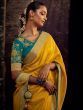 Lovely Yellow Banglory Silk Party Wear Saree With Blouse