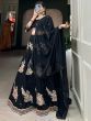 Astonishing Black Sequins Georgette Reception Wear Lehenga Choli 