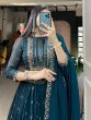 Charming Teal Blue Sequins Georgette Function Wear Lehenga Choli